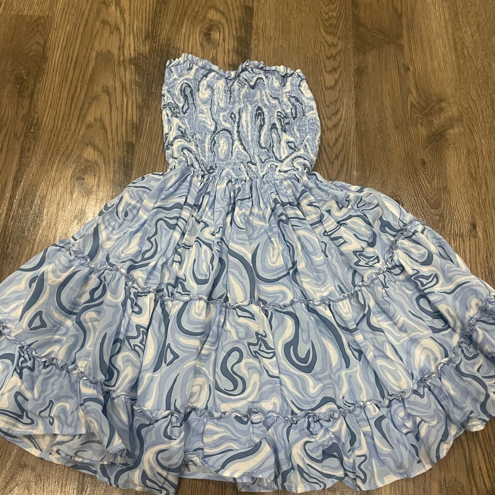 flowy Blue Swirl Tube dress